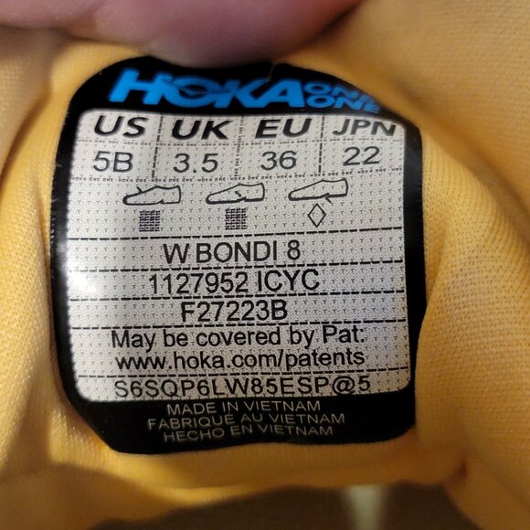 Hoka One One Bondi 8 ‘Impala/Cyclamen Running Gym Training Women’s Sz 5B Yellow - Picture 8 of 15